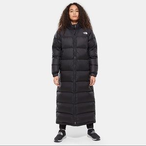 nuptse long duster puffer coat